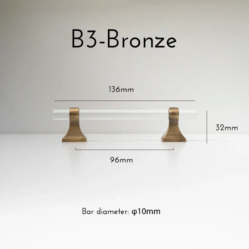 Modern Brass Pulls with Smoky Gray Acrylic Handles for Cabinets