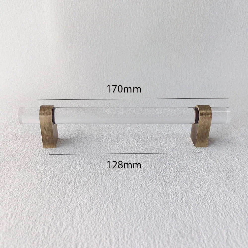 Smoky Gray Acrylic Handles - Brass Accent Pulls