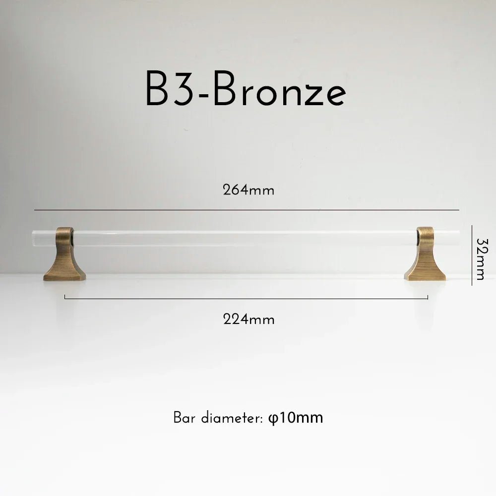 Smoky Gray Acrylic Pull Handles with Brass Finish