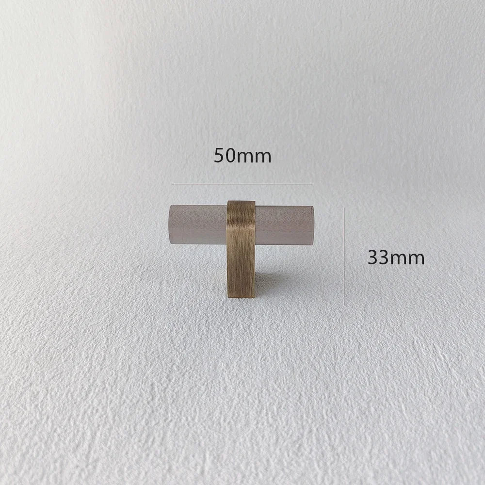 Durable Smoky Gray Acrylic Handles with Brass Pull Design