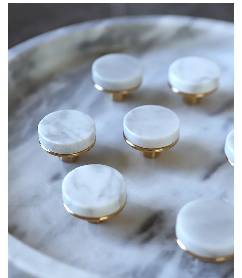 Luxury Marble Drawer Knob – Carrara & Brass Combo