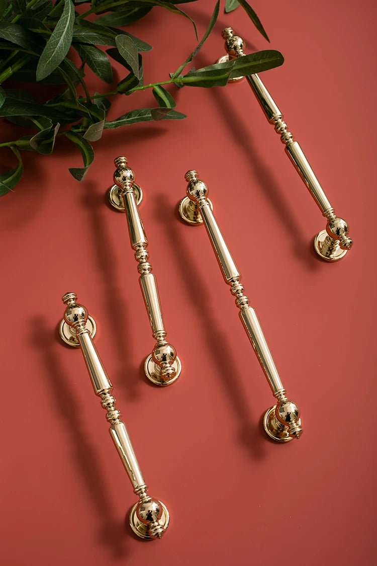 Elegant Bright Gold Brass T-Bar Cabinet Handles