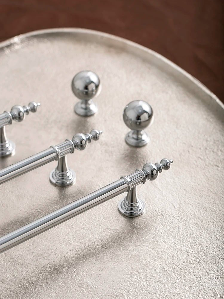 Elegant Solid Brass Cabinet Knobs – Bright Silver Luxury Pulls