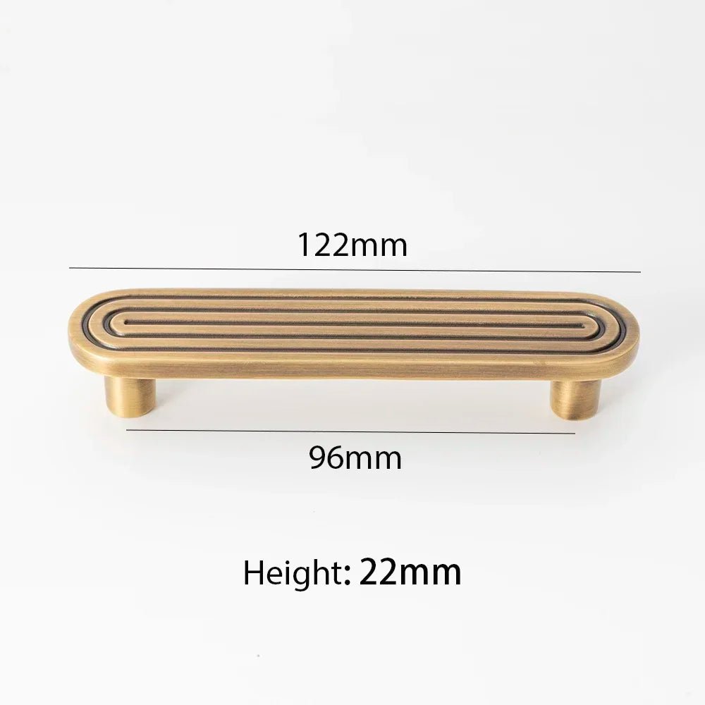 Solid Brass Cabinet Knobs – Unique Line Handles for Furniture