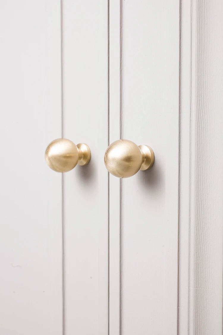 Gold Round Cabinet Knobs - Solid Brass Dresser Pulls