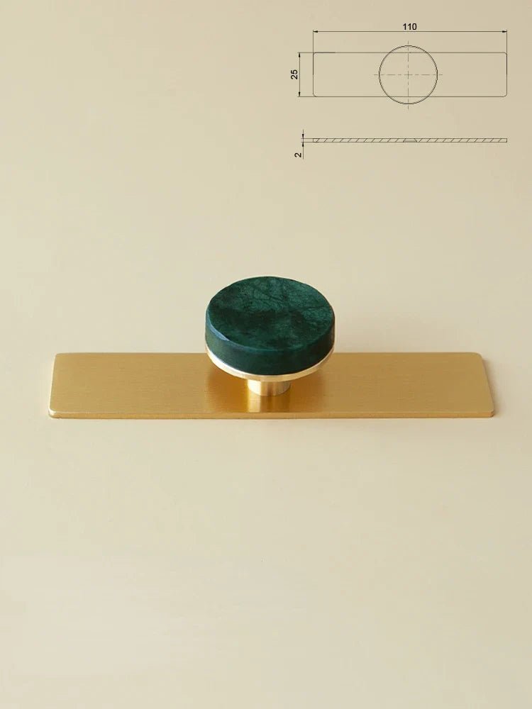 Natural Green Marble Knob – Brass Cabinet Hardware  