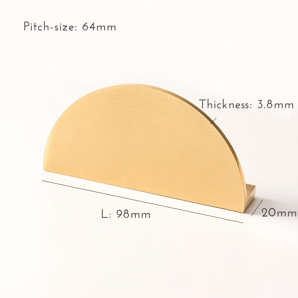Stylish Gold Hammered Brass Drawer Pull for Semi-Circular Cabinets