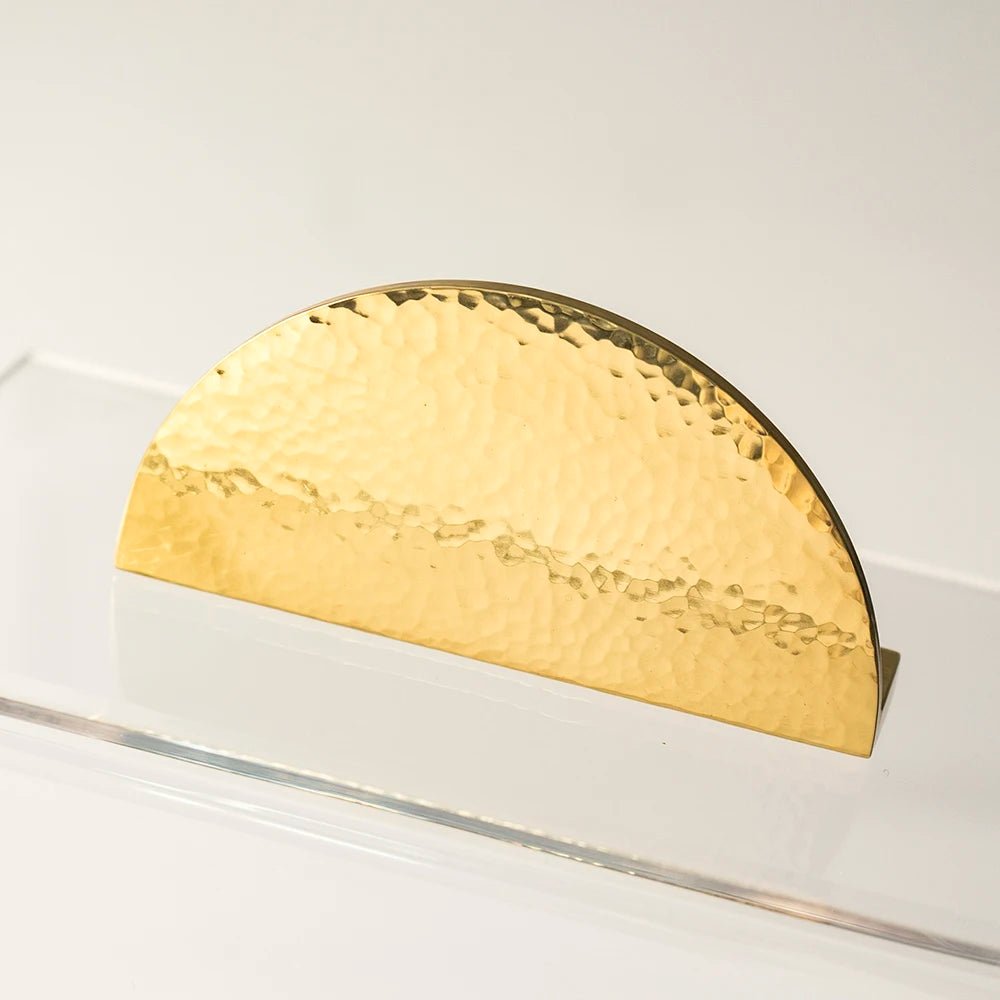 Gold Hammered Solid Brass Semi-Circular Drawer Pull