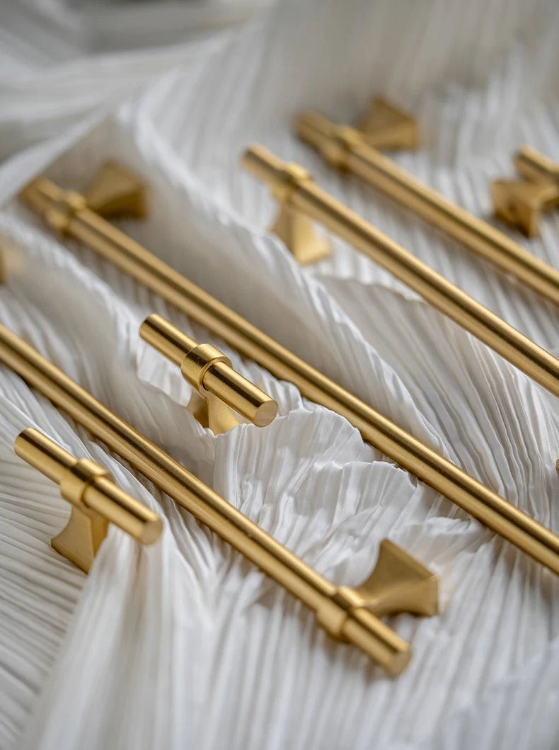 Sleek Solid Brass T-Bar Handles for Kitchen Cabinets & Wardrobes