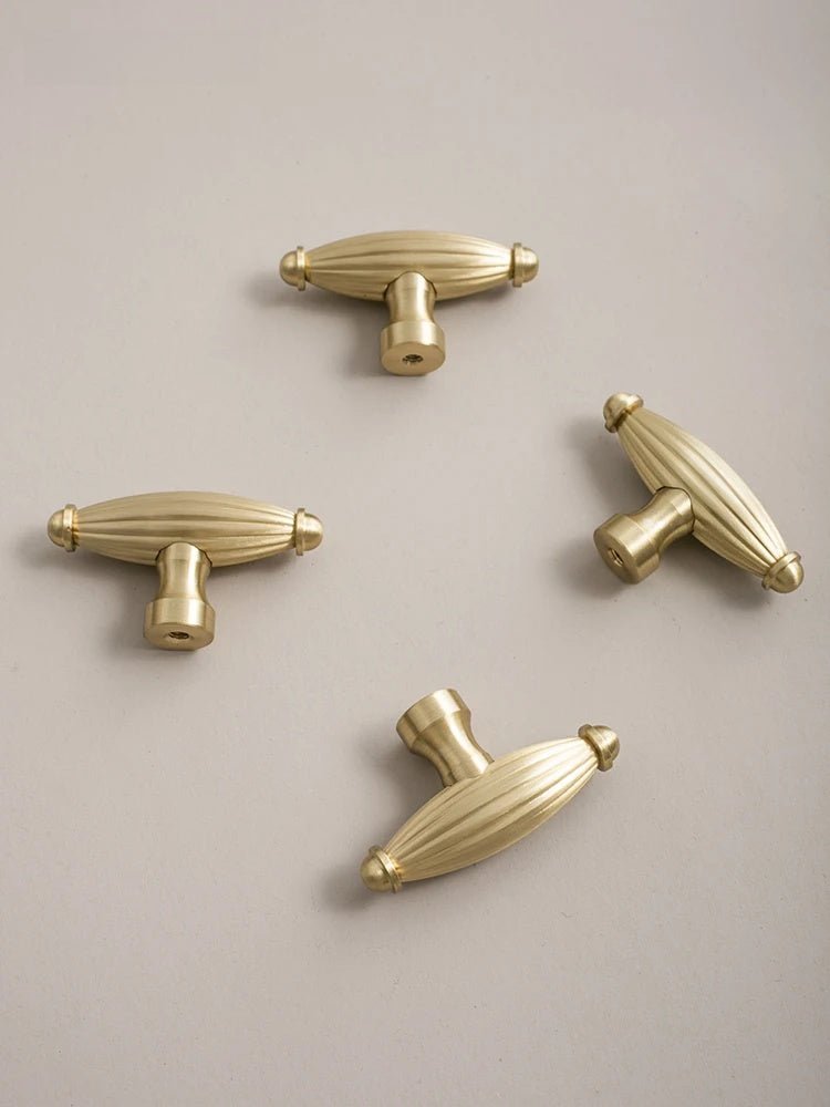 Vintage Drawer Pull - Oval Ribbed Brass Handle