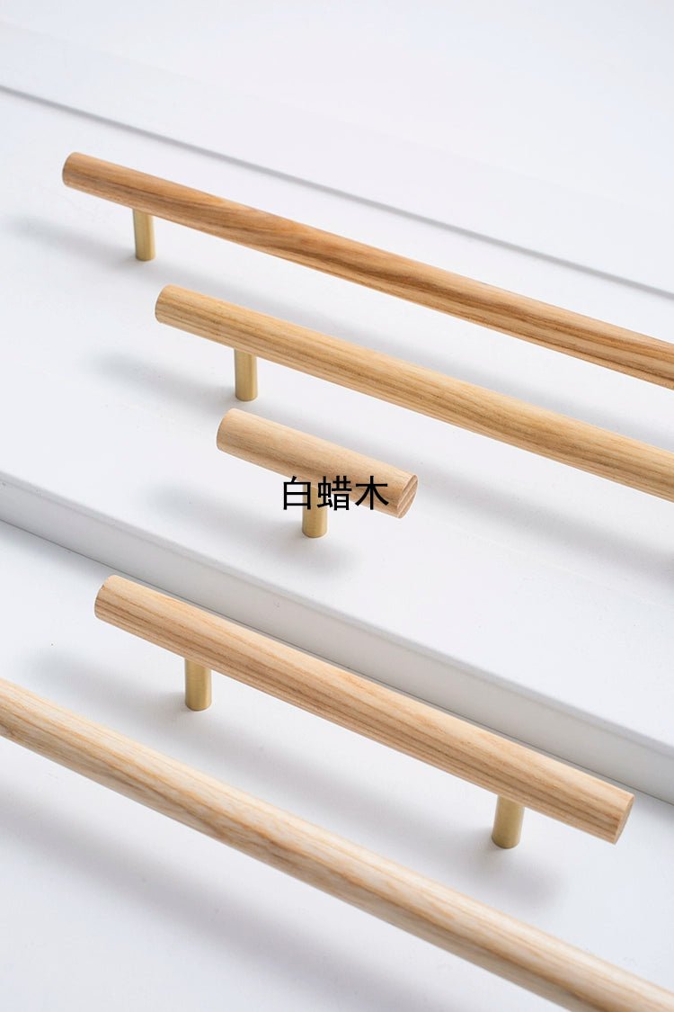 Sleek Solid Walnut Cabinet Knobs – Modern Wooden Pull Handles for Drawers