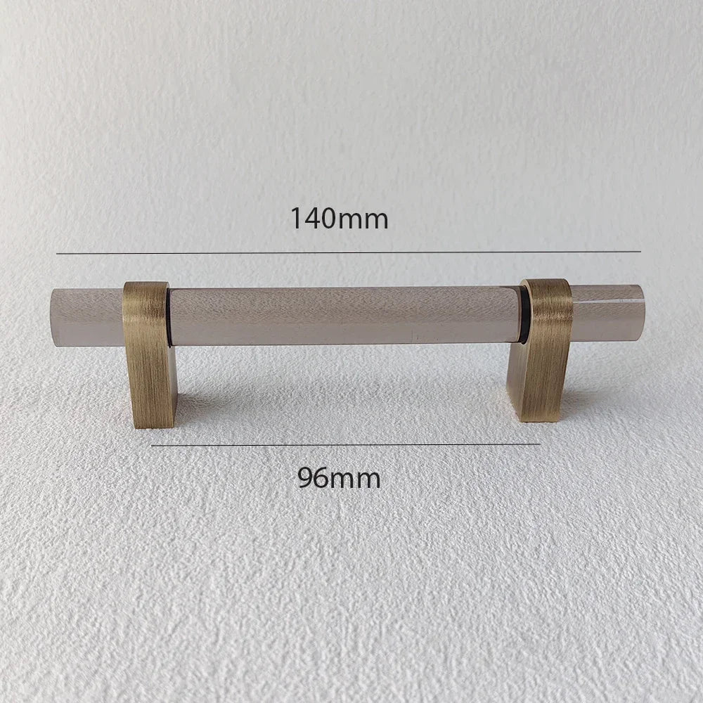 Brass Accent Pulls with Smoky Gray Acrylic Handles for Cabinets