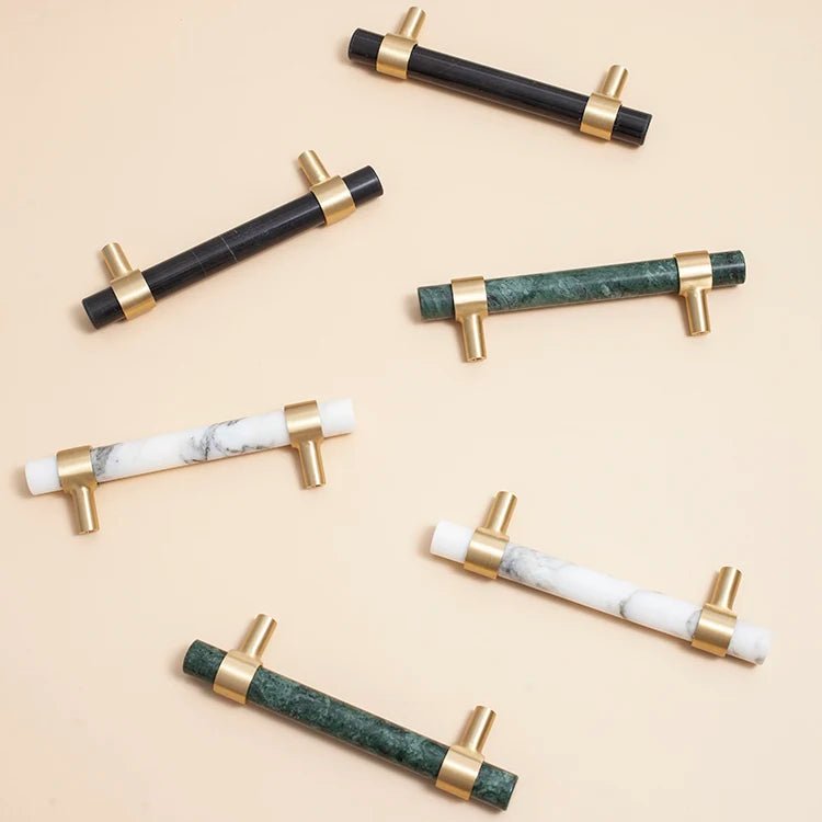 Premium Black Crystal Drawer Pull with Brass T-Bar