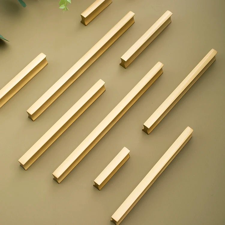 Premium Square Brass Handles – Gold Pulls – 1.26"-12.6" Cabinet Handles