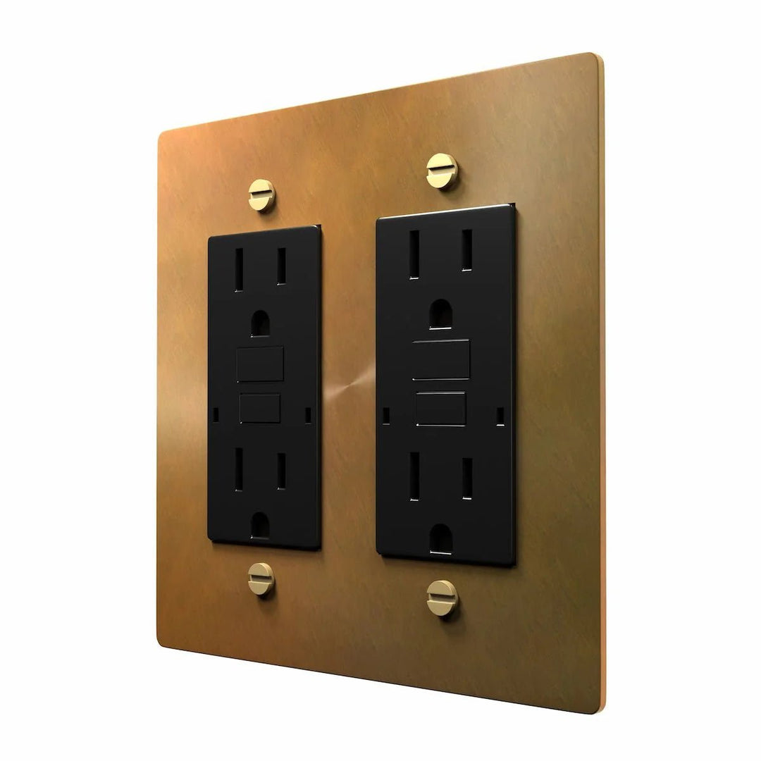 Simple Electrical Socket 15A Duplex Outlet with Solid Brass Wall Plate | PlatePrestige