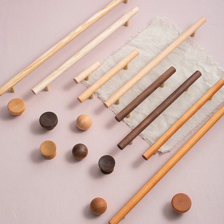 Solid Walnut Cabinet Knobs – Modern Wooden Pulls