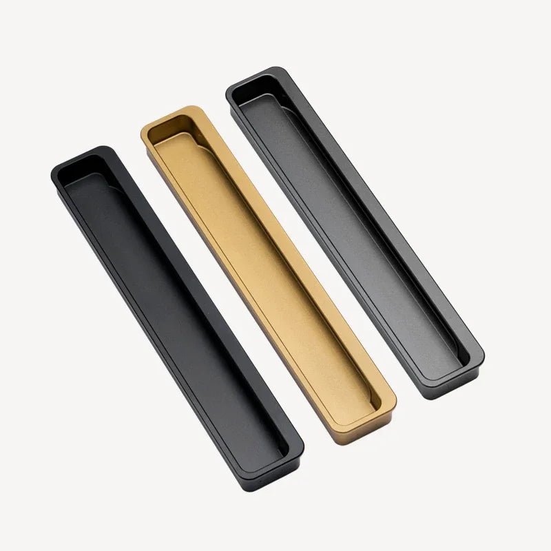 6.93" Stealth Cabinet Handles – Flush Mount Pulls in Black/Gray/Gold