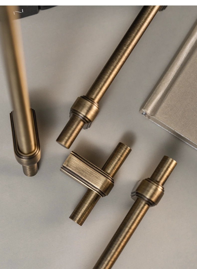 Premium Antique Brass T-Bar Pulls and Knobs for Furniture