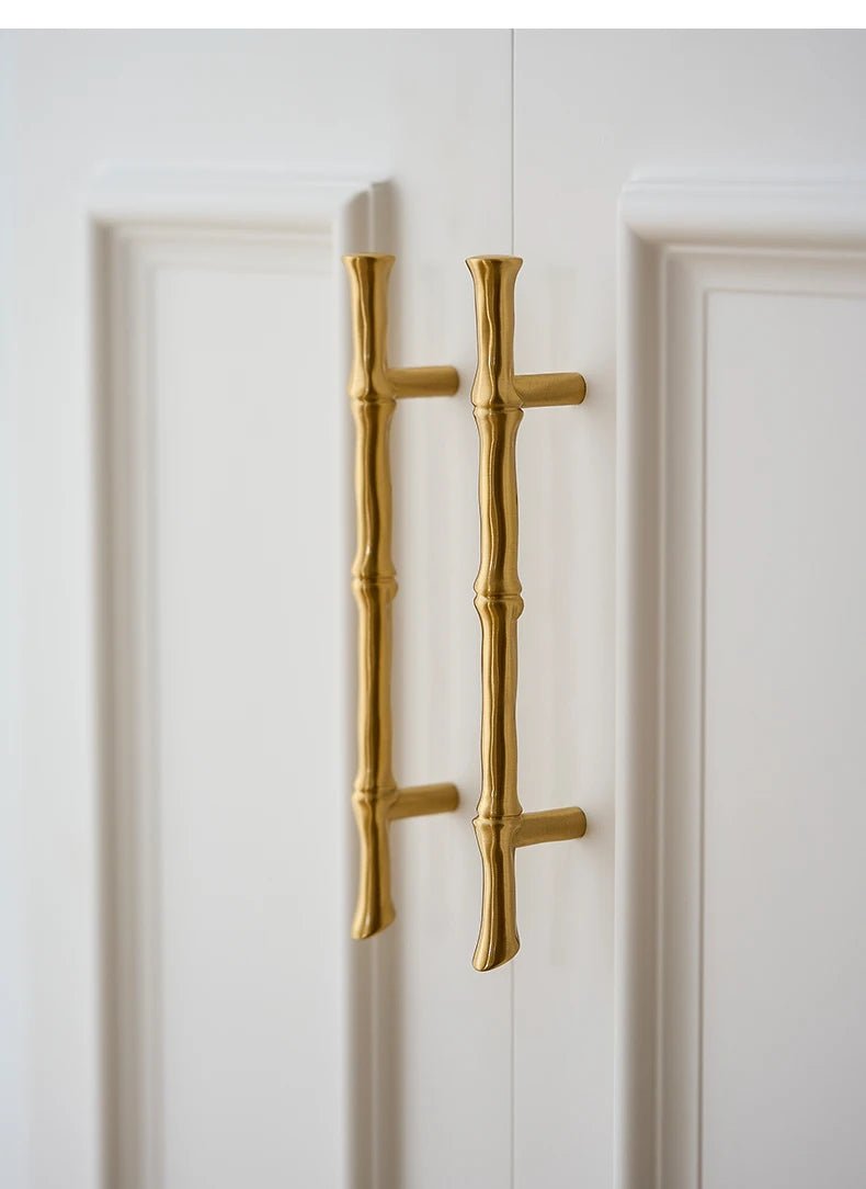 Premium Bronze Bamboo Brass T-Bar Pulls – 5" Handles for Furniture
