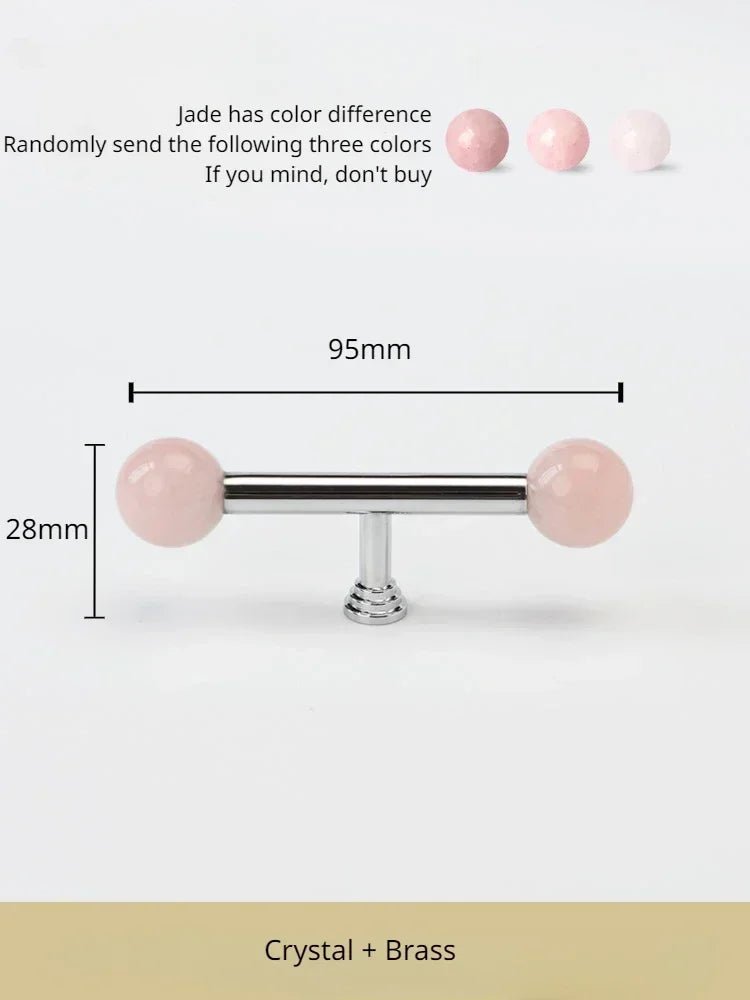 Sleek Brown Crystal Brass Handle – Double Bead for Modern Drawers