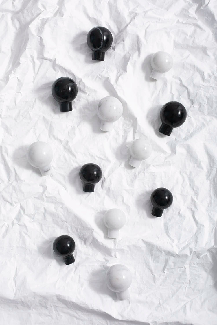 Luxury Carrara Marble Drawer Pulls – Black & White Knobs for Furniture