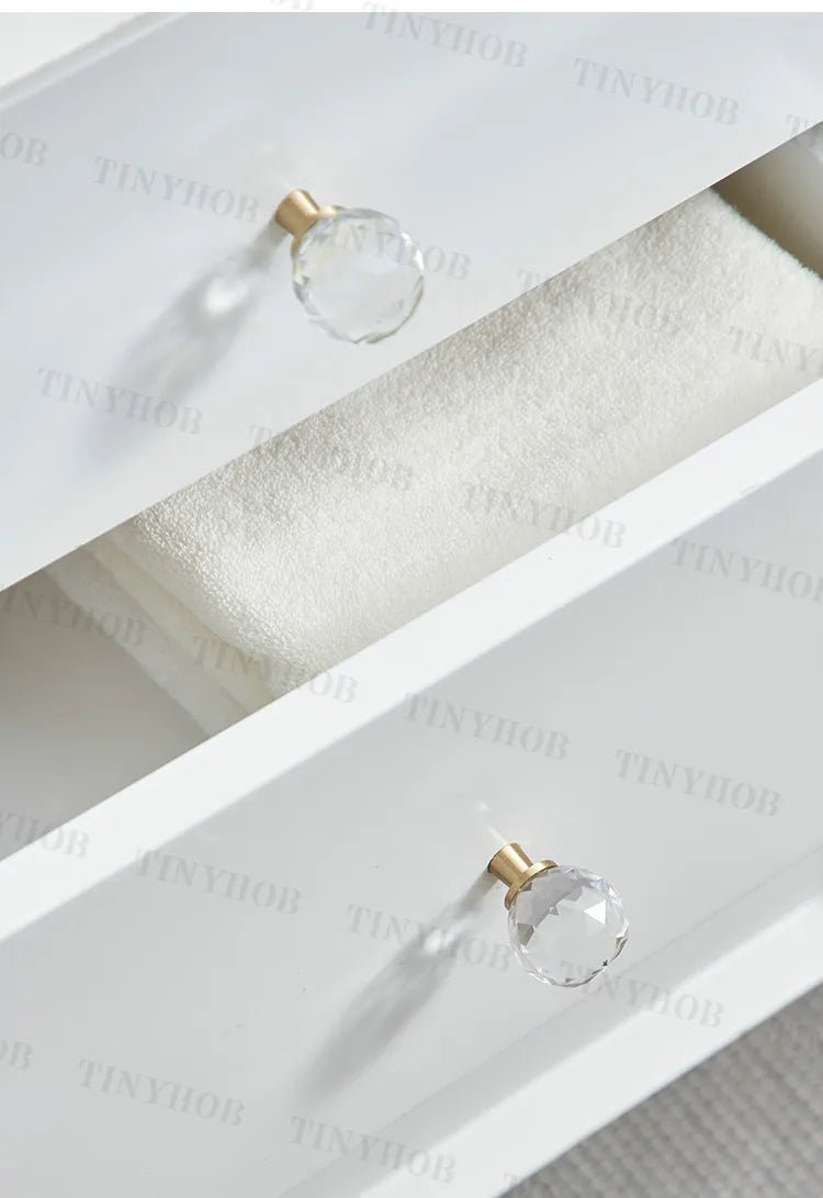 Elegant Crystal Ball Knobs – Brass Base Pull Handles for Cabinets