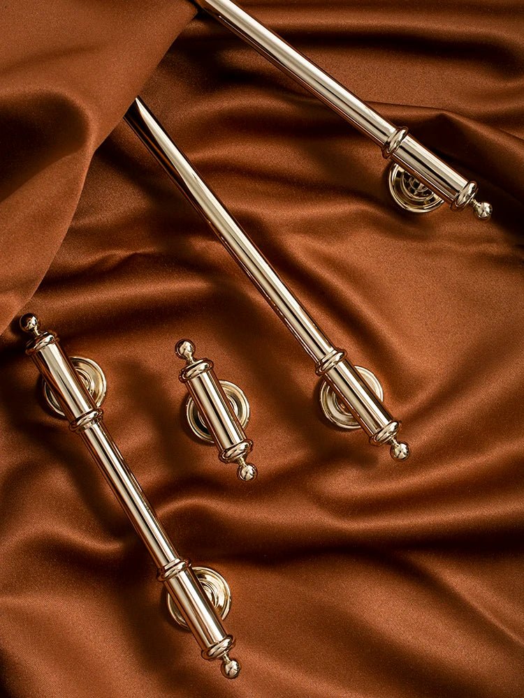 Gold T-Bar Brass Handles for French-Inspired Cabinet Pulls