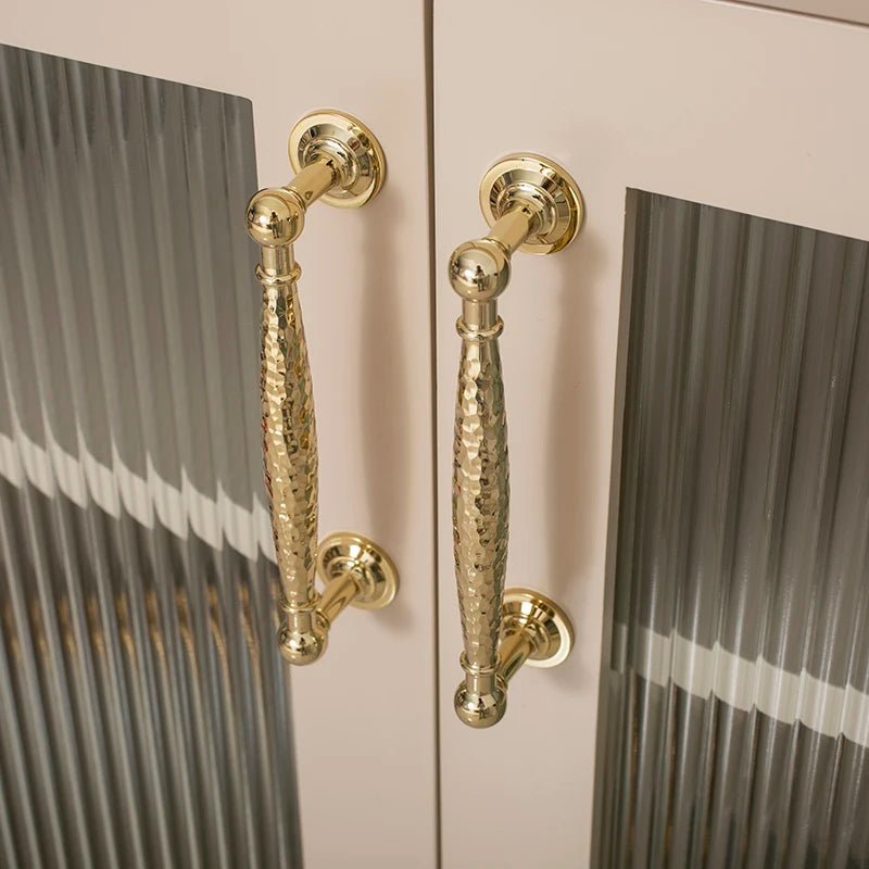 Hammer Pattern Brass Cabinet Handle T-Bar
