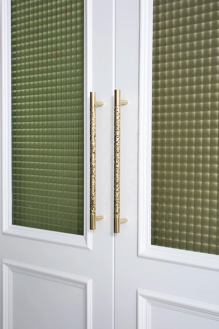 Elegant Hammered Brass Cabinet Handles - T-Bar Design