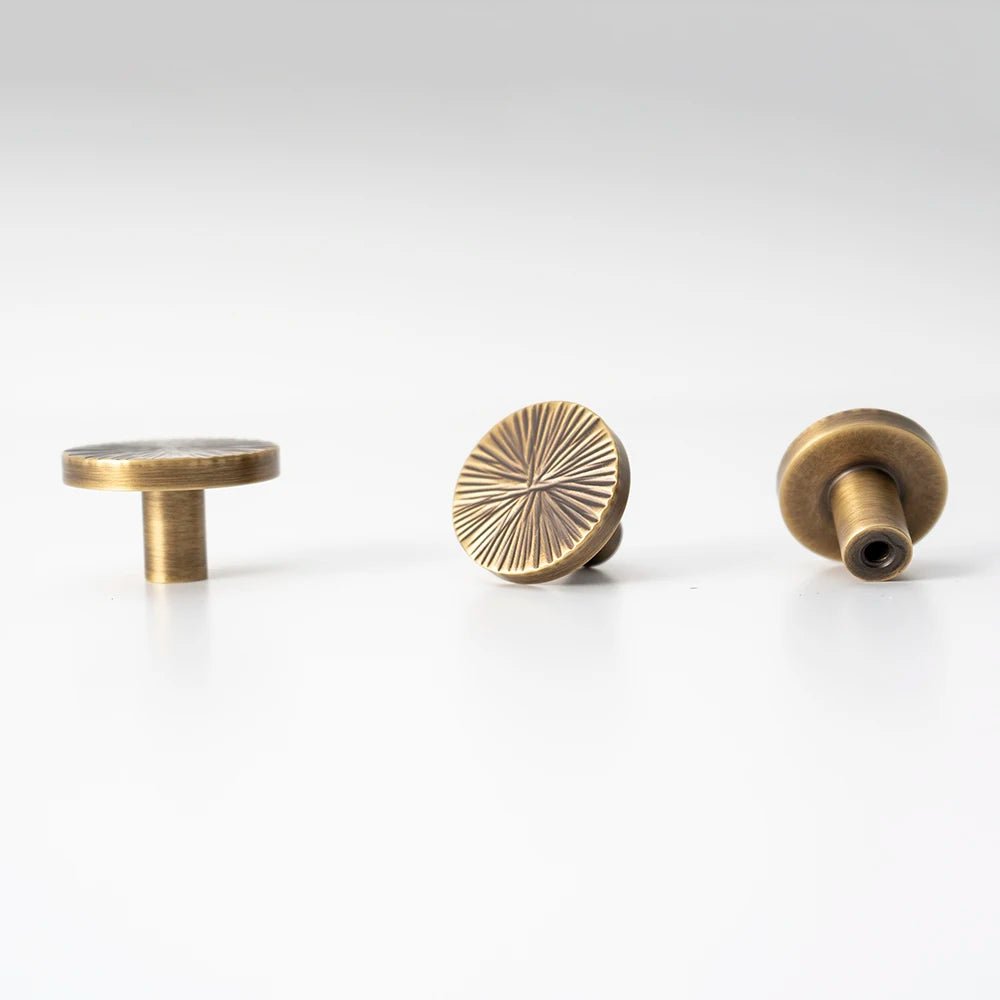 Elegant Half Moon Brass Knobs with Handmade Hammered Finish