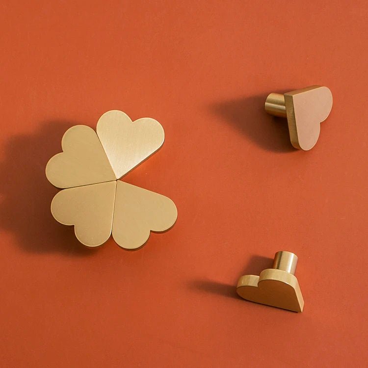 Premium Heart-Shaped Brass Knobs – Romantic Decor for Drawers