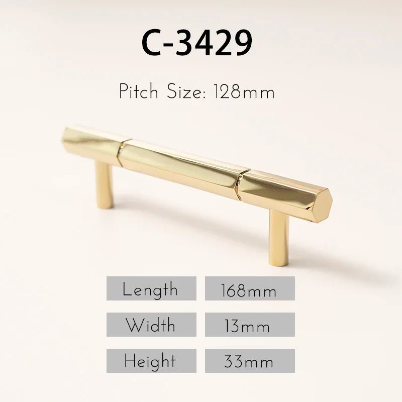 High-Quality Hexagon Brass Knobs – Gold T-Bar Pulls for Cabinet Handles