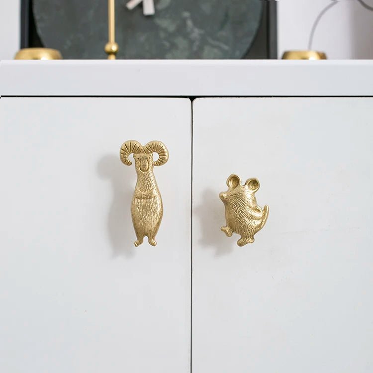 Premium Kids Animal Shape Brass Cabinet Knobs for Furniture