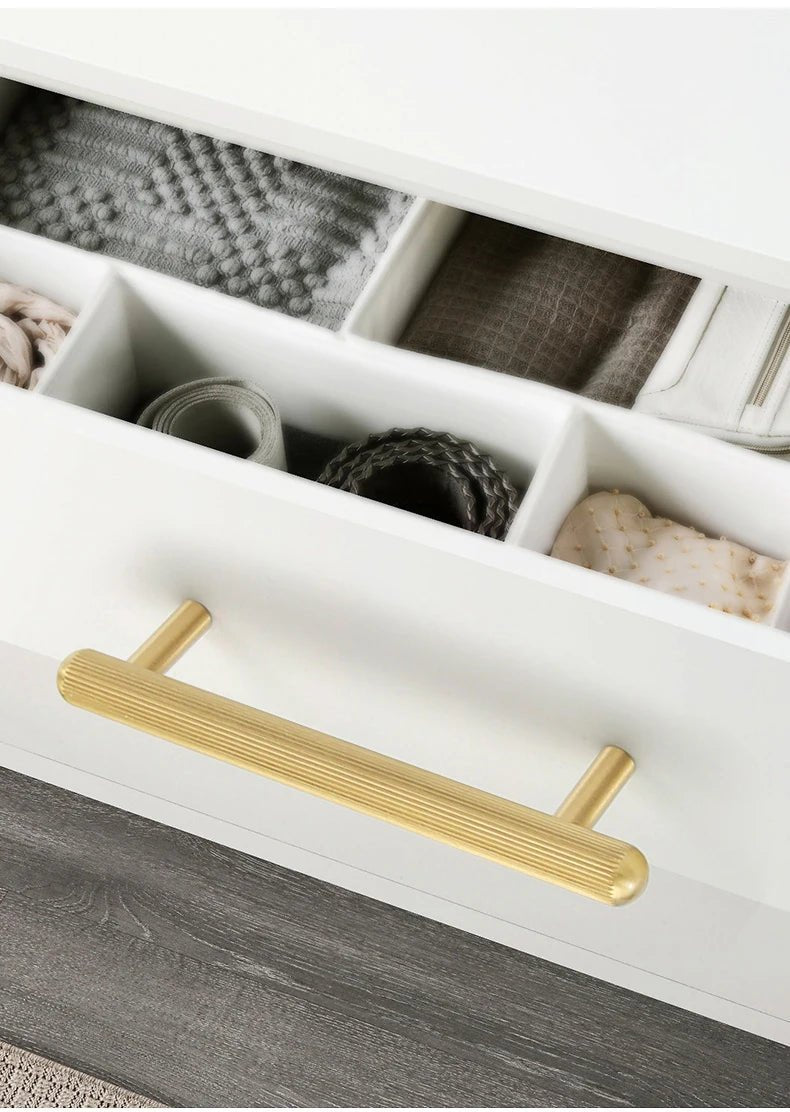 Elegant Knurled Brass Handles – Antique Bronze T-Bar Pulls for Cabinets