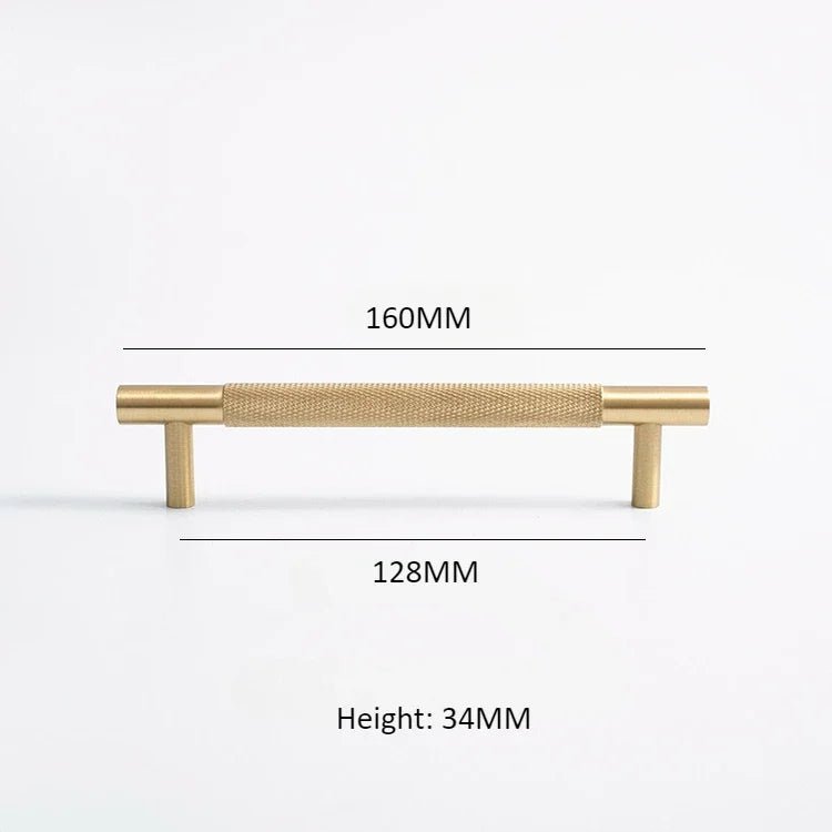 Contemporary Knurled Brass Knobs – Satin Finish Pull Handles for Furniture