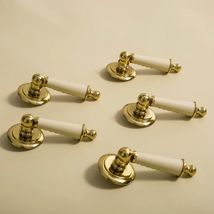 Sleek Leather + Brass Pull Handles for Cabinets & Dresser Design