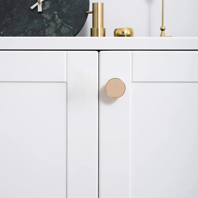 Durable Leather & Brass Knob – Nordic Style Pulls for Modern Furniture