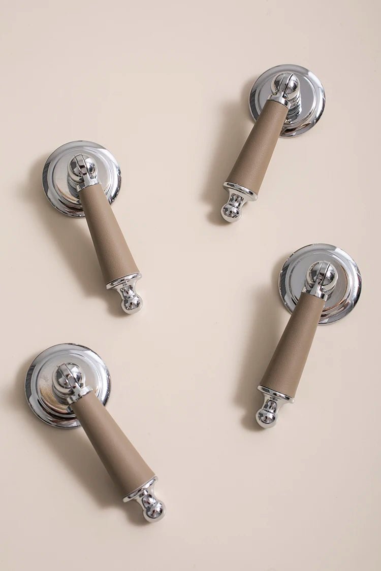 Sleek Leather & Brass Knobs – Dresser Pulls for Cabinet and Drawer
