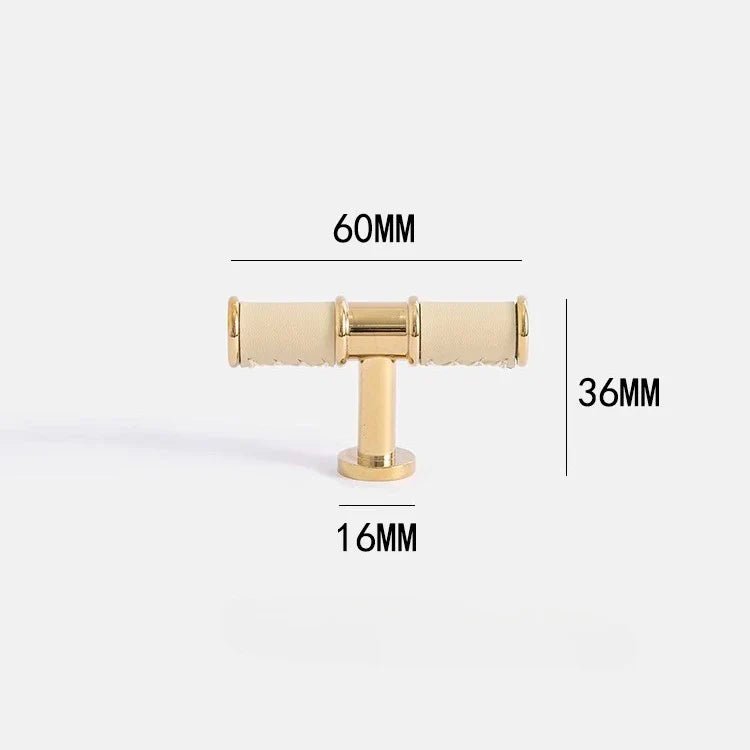 Leather & Brass Modern Pull Handles – Stylish Drawer Pull for Cabinets