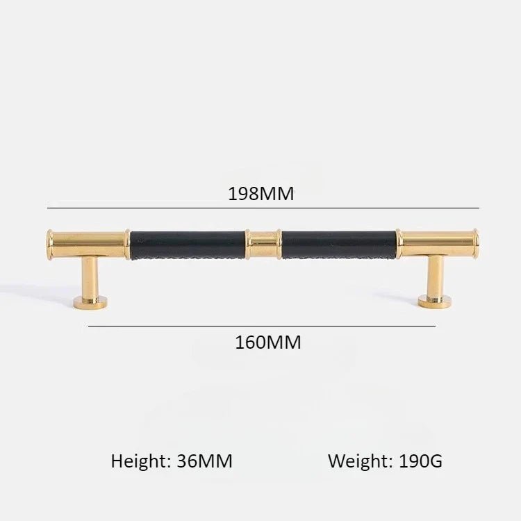 Stylish Leather & Brass Modern Pull – 5" Handles for Elegant Drawers