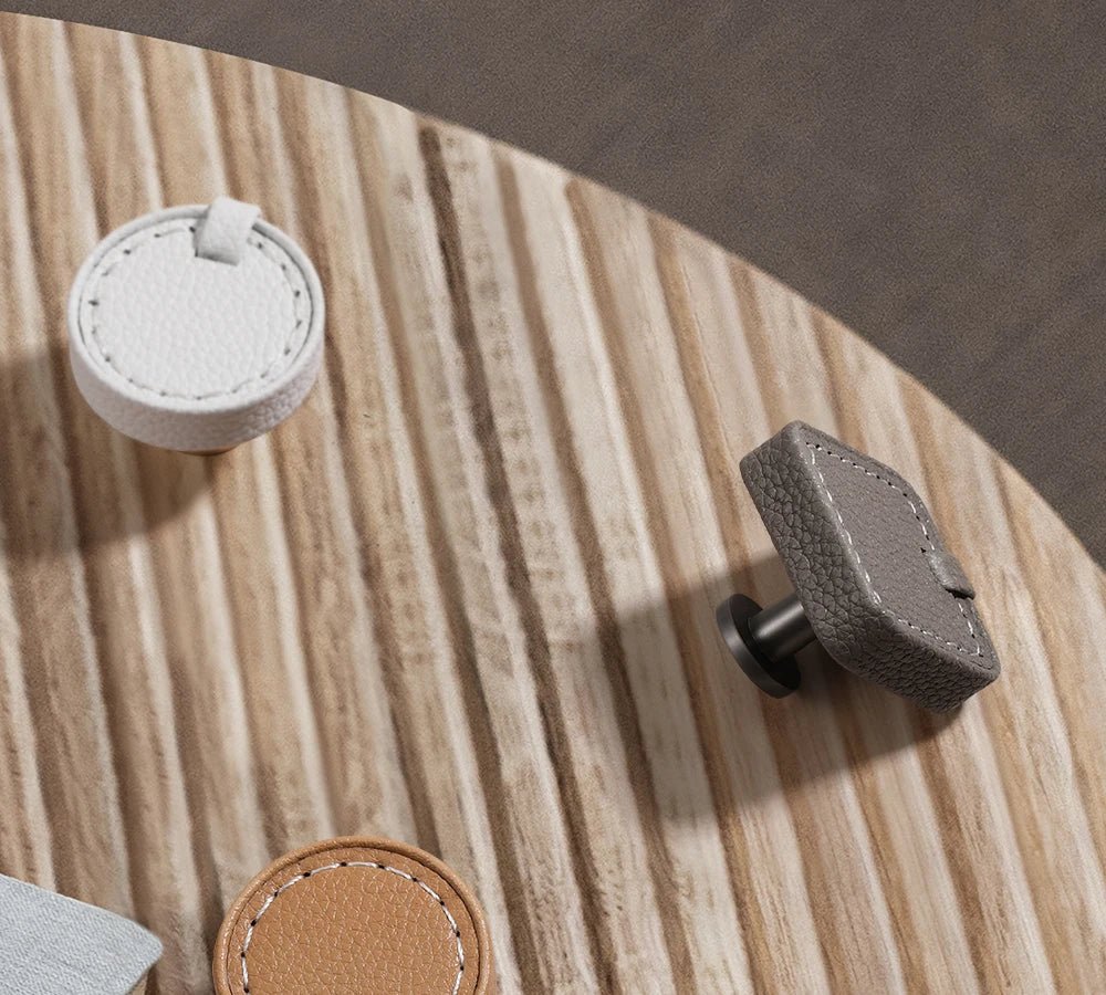 Elegant Leather & Zinc Alloy Cabinet Handles for Modern Furniture