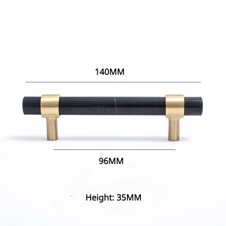Modern Marble & Brass T-Bar Handle for Cabinets