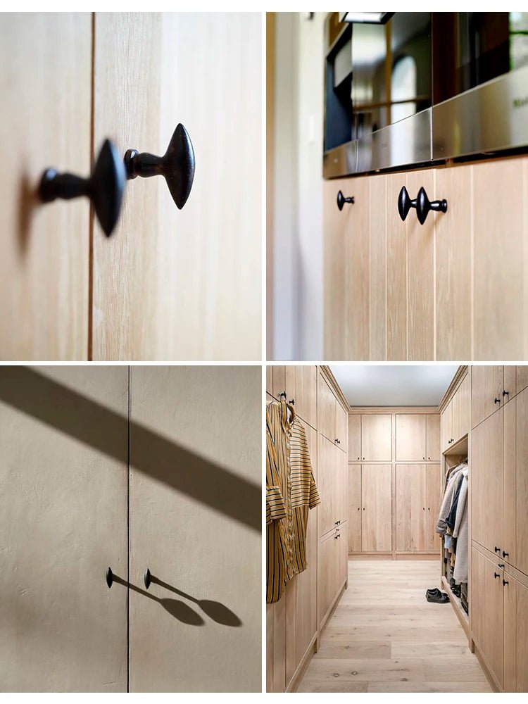 Sleek Matte Black Brass Pulls with Gold Accent for Cabinets
