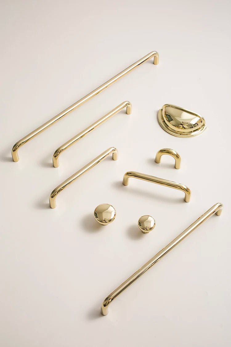 Premium Gold Brass Pulls – Minimalist Handles for Cabinets 5"-12.6"