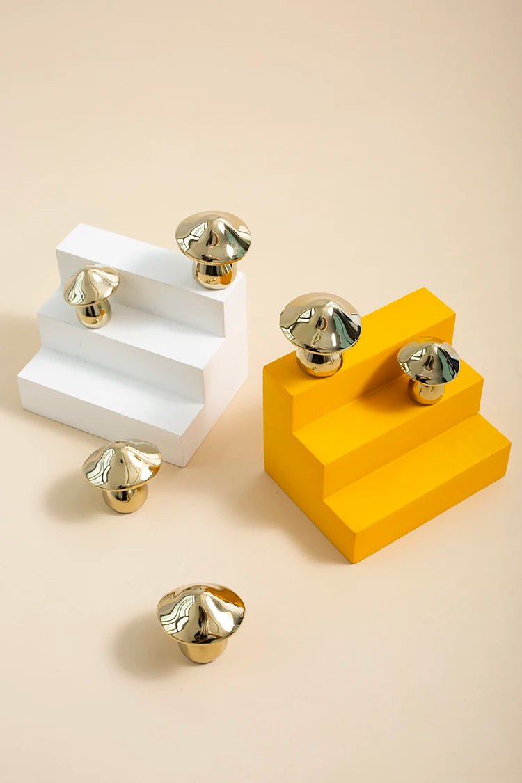 Luxury Mushroom Shape Brass Handle – PVD Gold Cabinet Pull