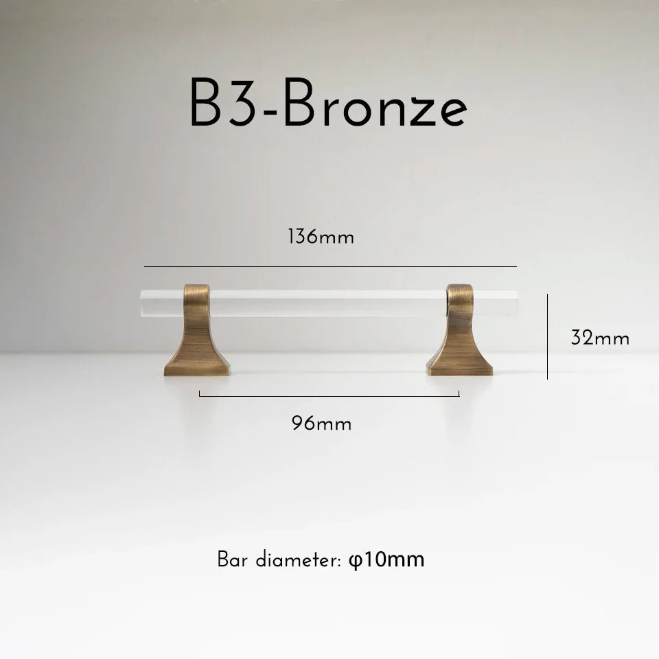 Durable Retro Brass & Acrylic T-Bar Pulls – 5" Handles for Modern Drawers