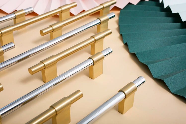 Sleek European Brass Handles with Silver T-Bar Pulls