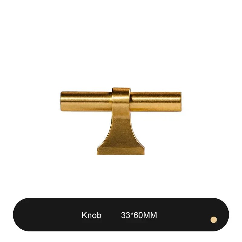 Stylish Solid Brass T-Bar Pulls for Kitchen and Wardrobe Doors
