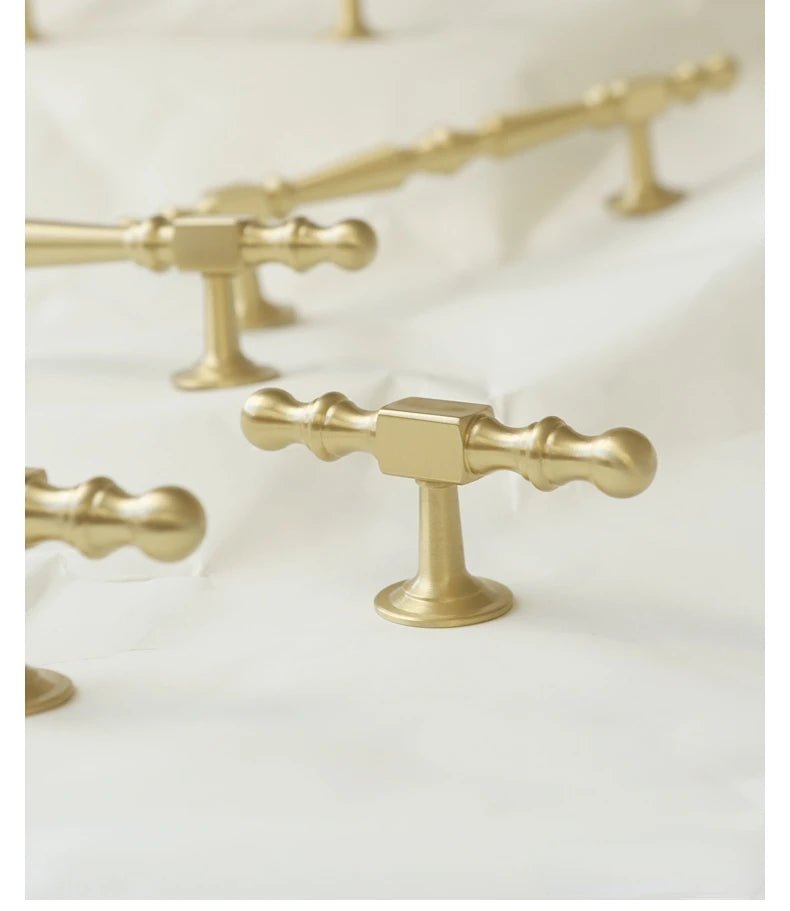 High-Quality Modern T-Bar Brass Pulls – Solid Gold Knobs