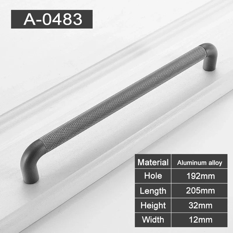 Elegant Textured Aluminum Pulls in Gray & Brown for Cabinets